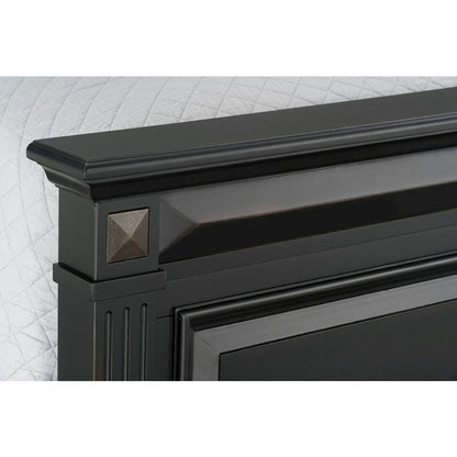 Renova Vintage Black Wood Panel Bed, King