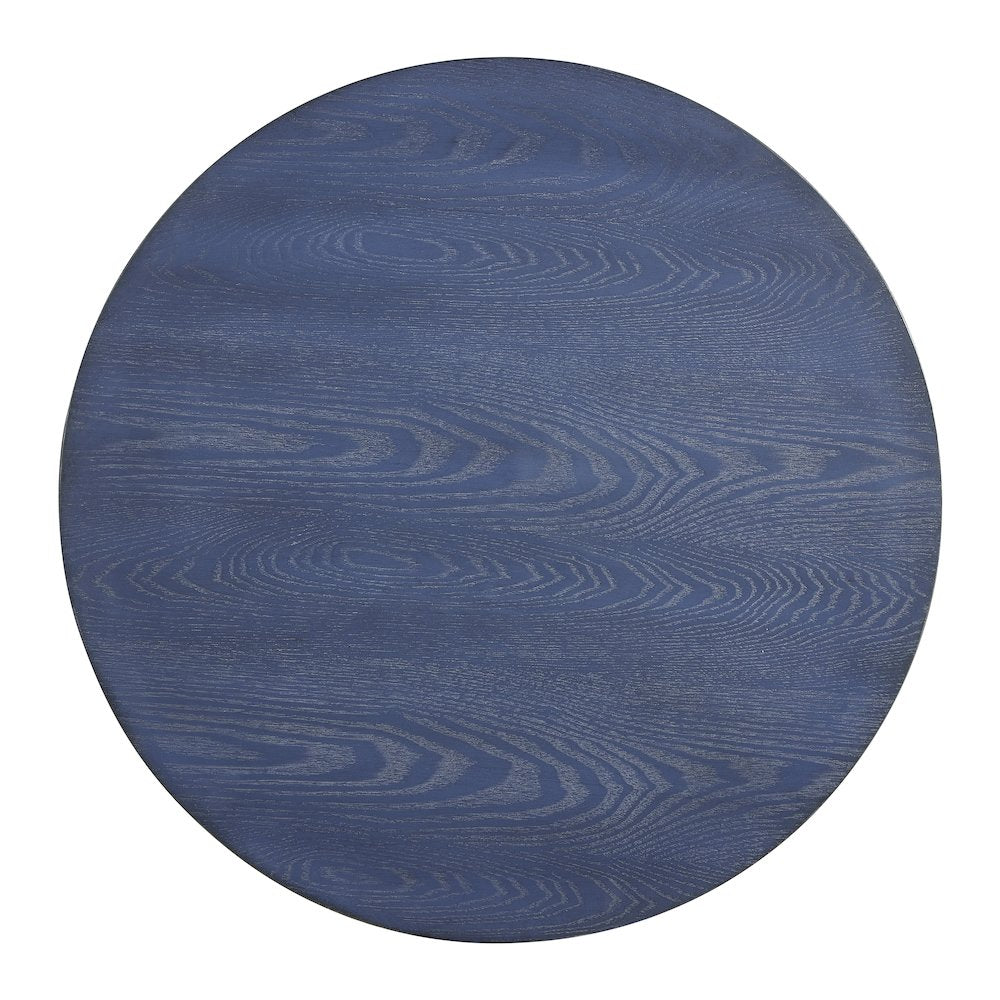 Solmere 22" Round Wood Pedestal End Table, Blue