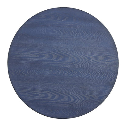 Solmere 22" Round Wood Pedestal End Table, Blue