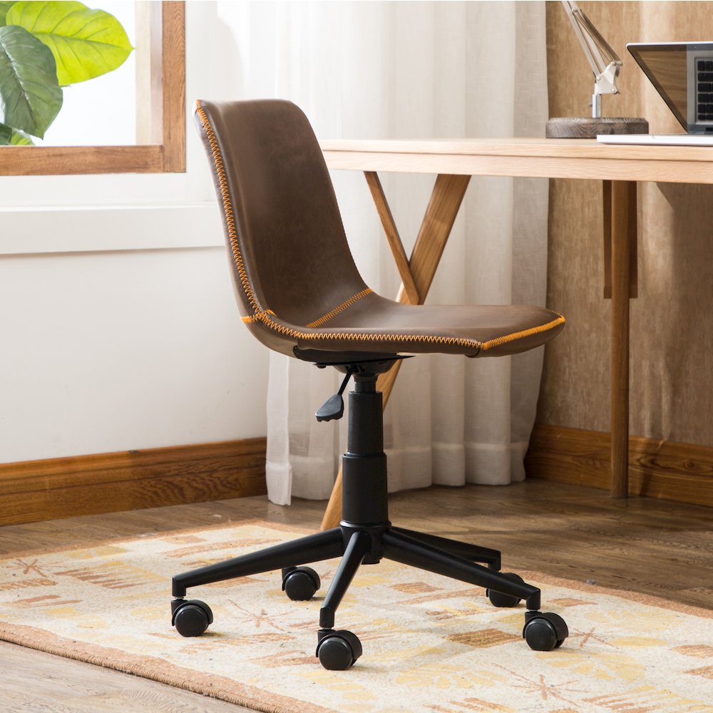 Cesena Faux Leather 360 Swivel Air Lift Office Chair, Antique Brown