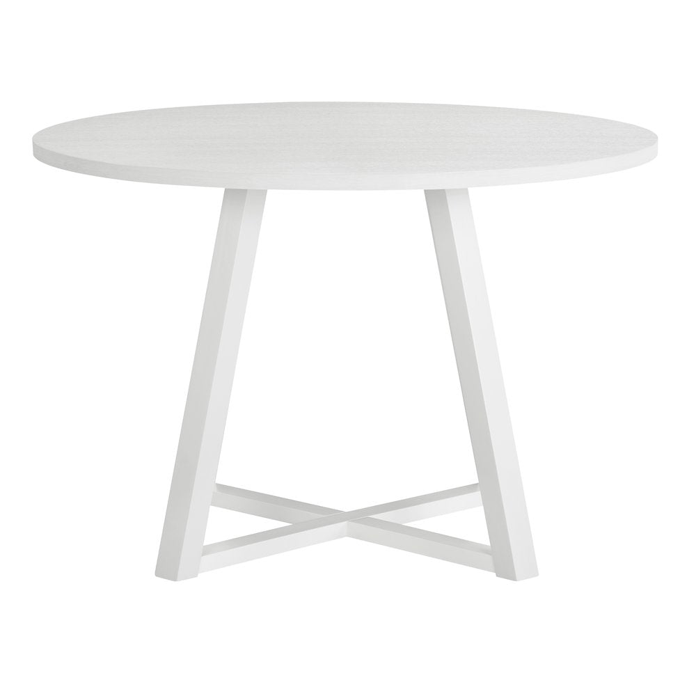 Edo 5-Piece Dining Set, Round Trestle Table and 4 Chairs, White and Black