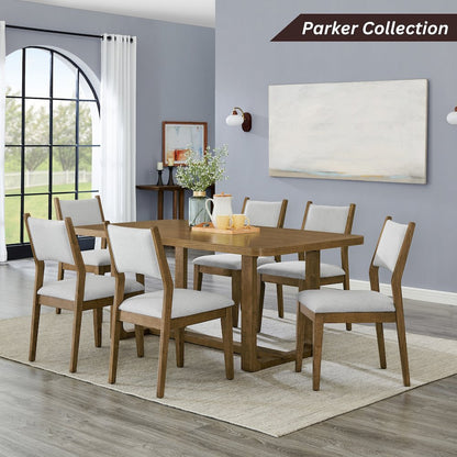 Parker Upholstered Dining Chairs, Set of 2, Light Oak and Gray