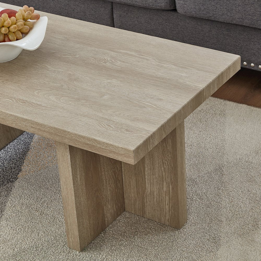 Mchome 3-Piece Coffee Table Set, Coffee Table and Two End Tables, Oak Finish