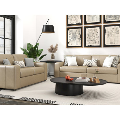 Sakan Leather Upholstered 2-Piece Living Room Set, Sofa and Loveseat, Beige