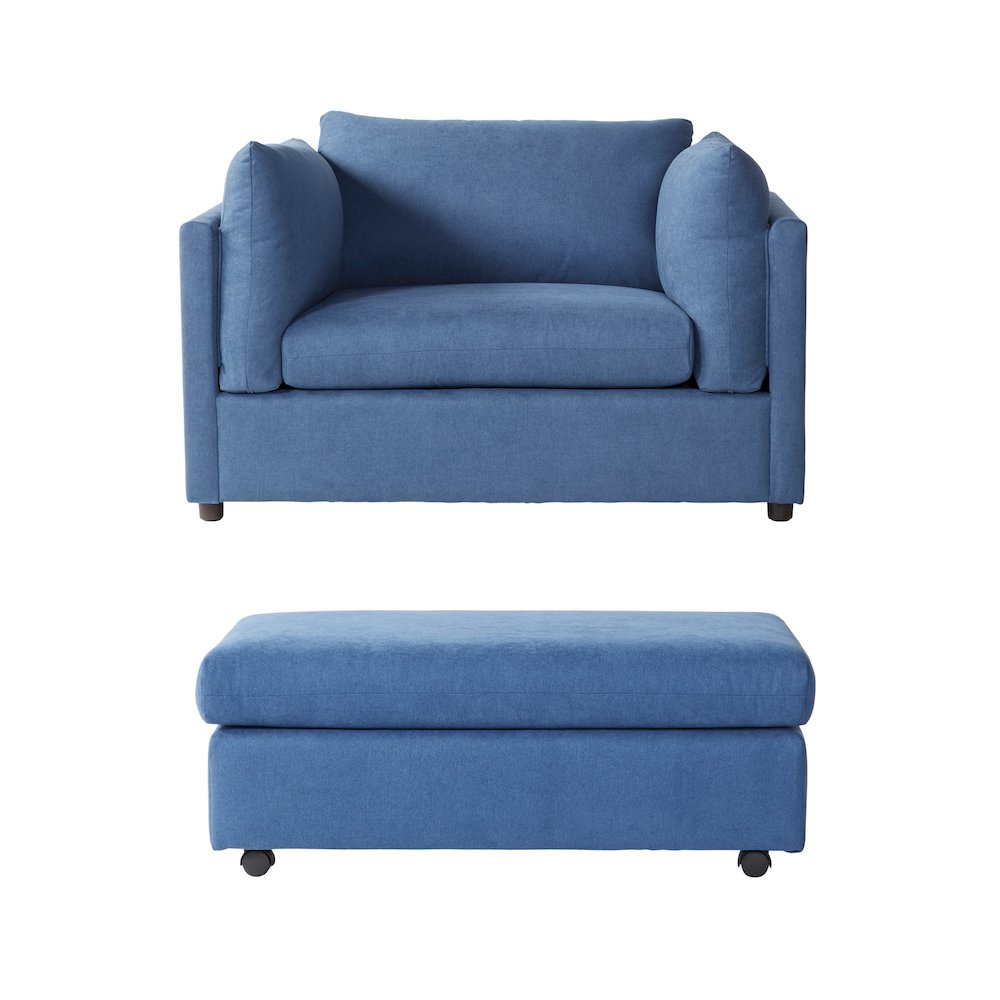 Enda Oversized Living Room Pillow Back Cuddler Arm Chair with Ottoman
