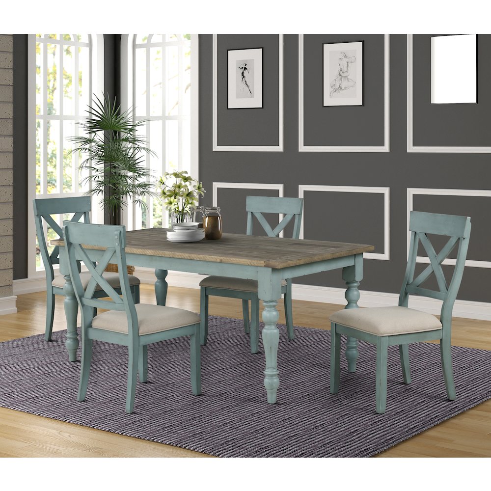 Prato 5-Piece Dining Table Set with Cross Back Chairs