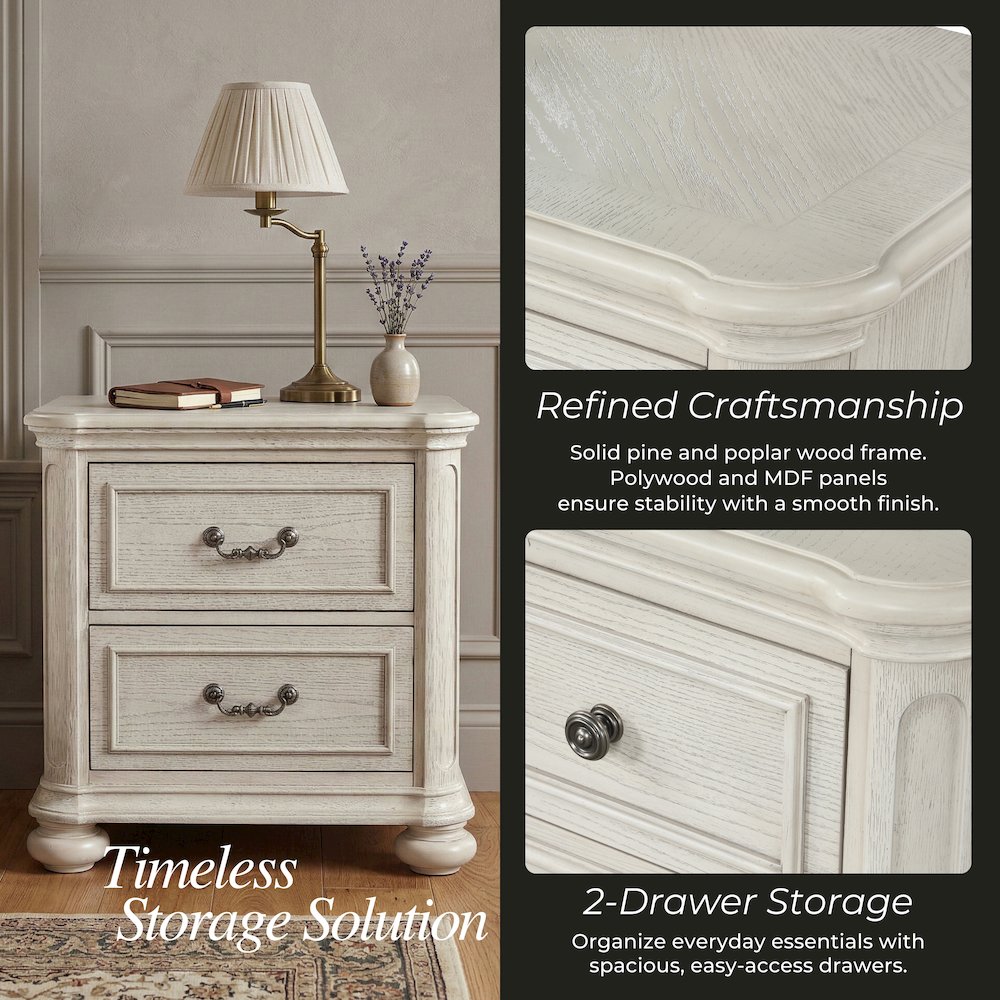 Nelson French Traditional 5-Piece Bedroom Set, Antique White, King