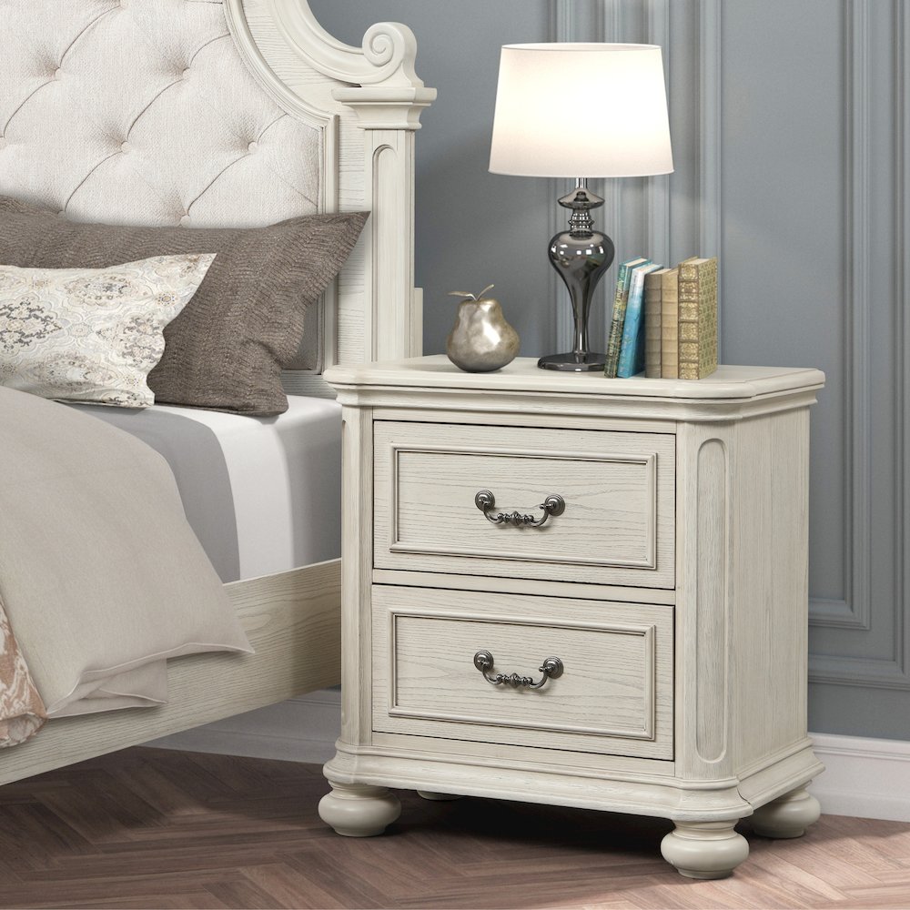 Nelson 2-Drawer Bedroom Nightstand, Antique White