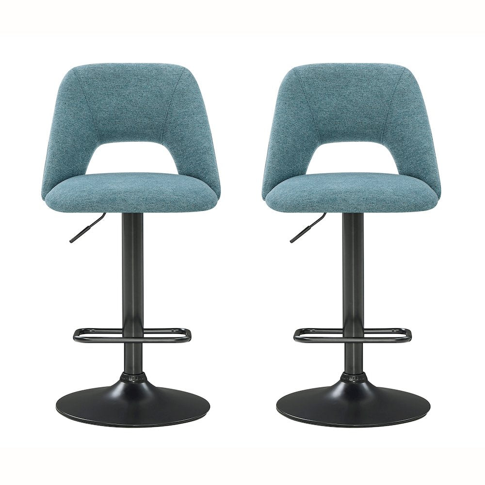 Nuvia Contemporary Adjustable Barstool with Upholstered Swivel Seats, Set of 2