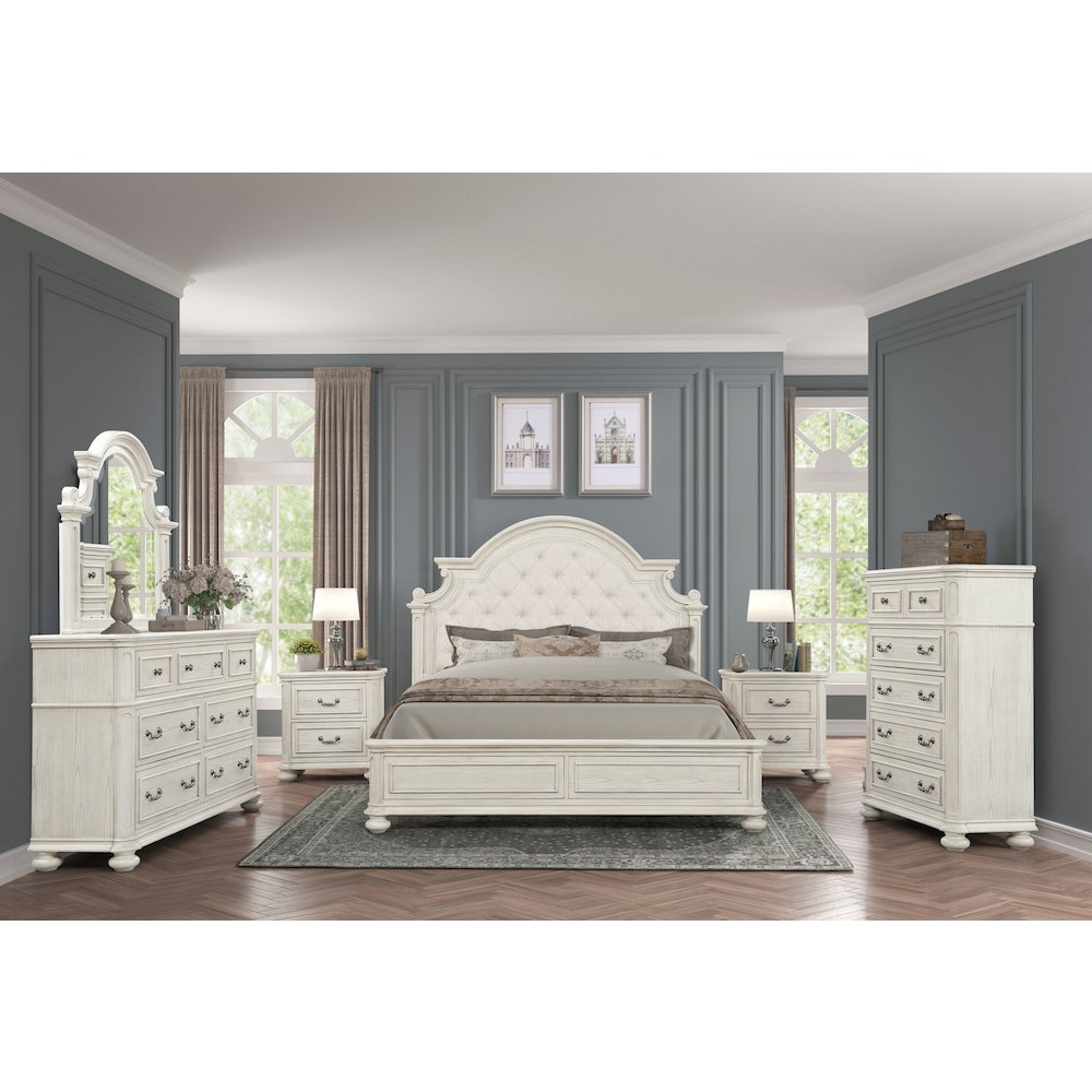 Nelson French Traditional 6-Piece Bedroom Set, Antique White, King
