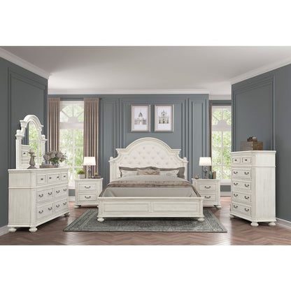 Nelson French Traditional 6-Piece Bedroom Set, Antique White, King
