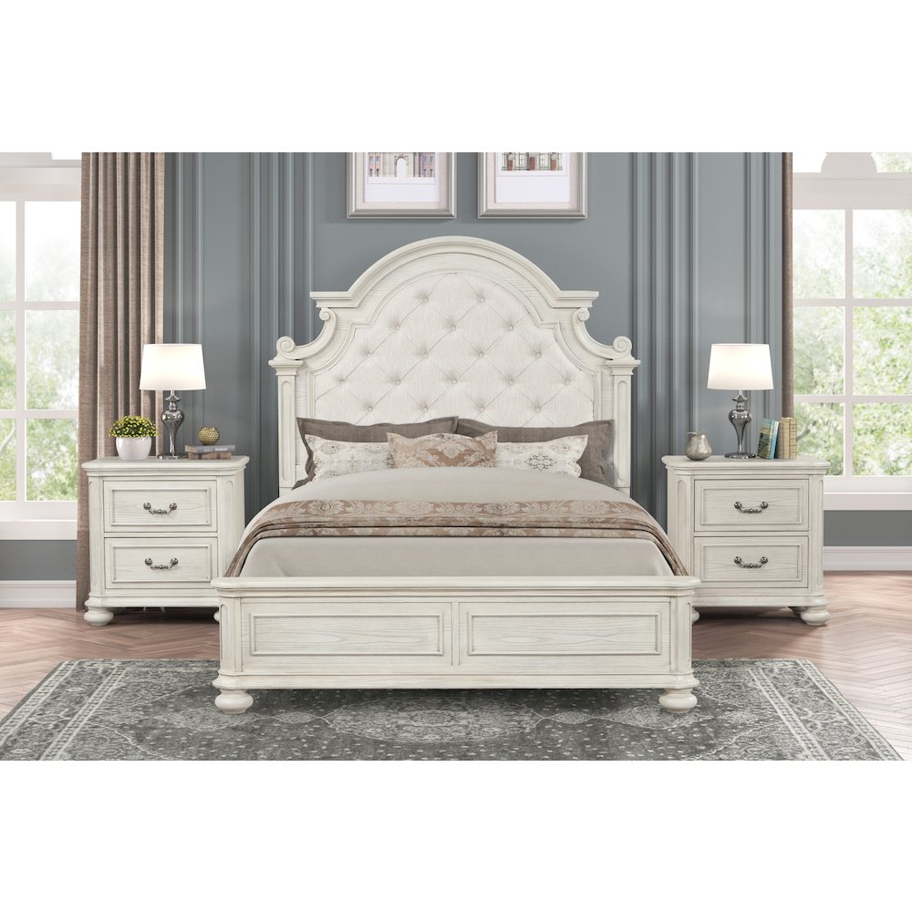 Nelson French Traditional 3-Piece Bedroom Set, Antique White, Queen