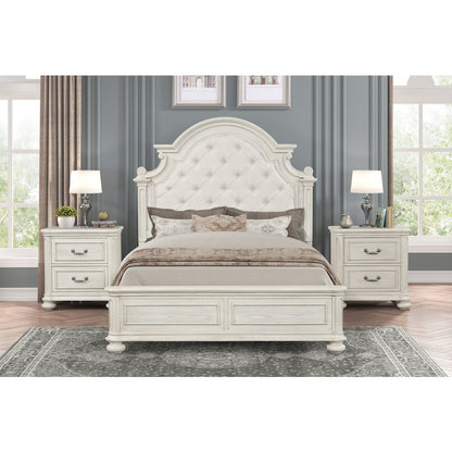 Nelson French Traditional 3-Piece Bedroom Set, Antique White, Queen