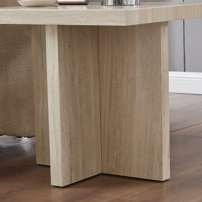Cavira Modern Faux Marble Living Room Side Table, Beige