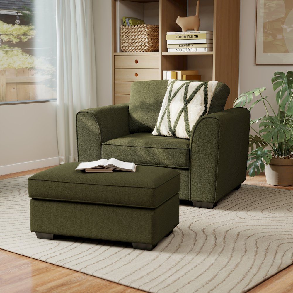 Marvella 2-PC Living Room Set, Arm Chair and Ottoman with Chenille Upholstery