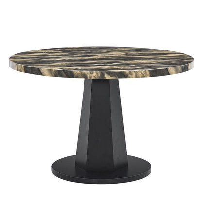 Cavira 5-PC Dining Set, Black and Gold Faux Marble Table with Four Gray Chairs