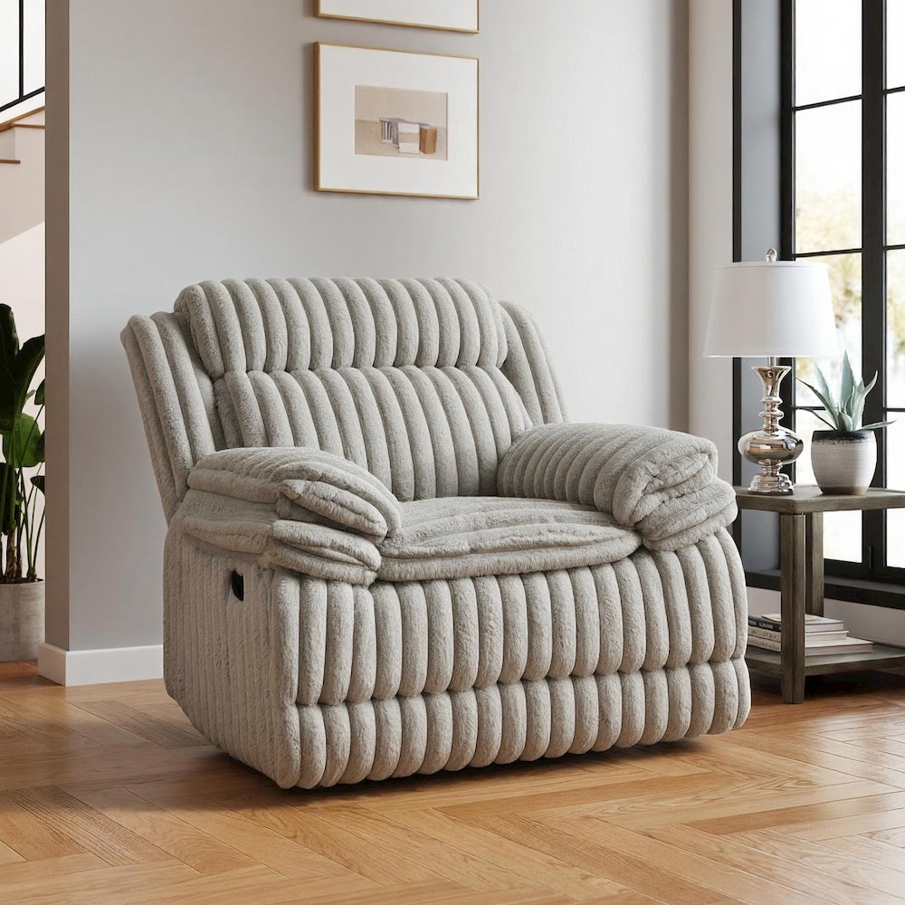 Ardello Manual Recliner with Wide-Wale Corduroy Upholstery, Gray
