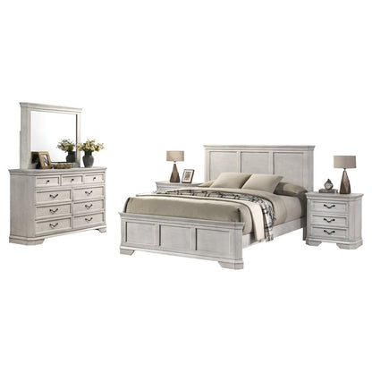 Maderne Wood Panel Bed with Dresser, Mirror, Two Nightstands, King