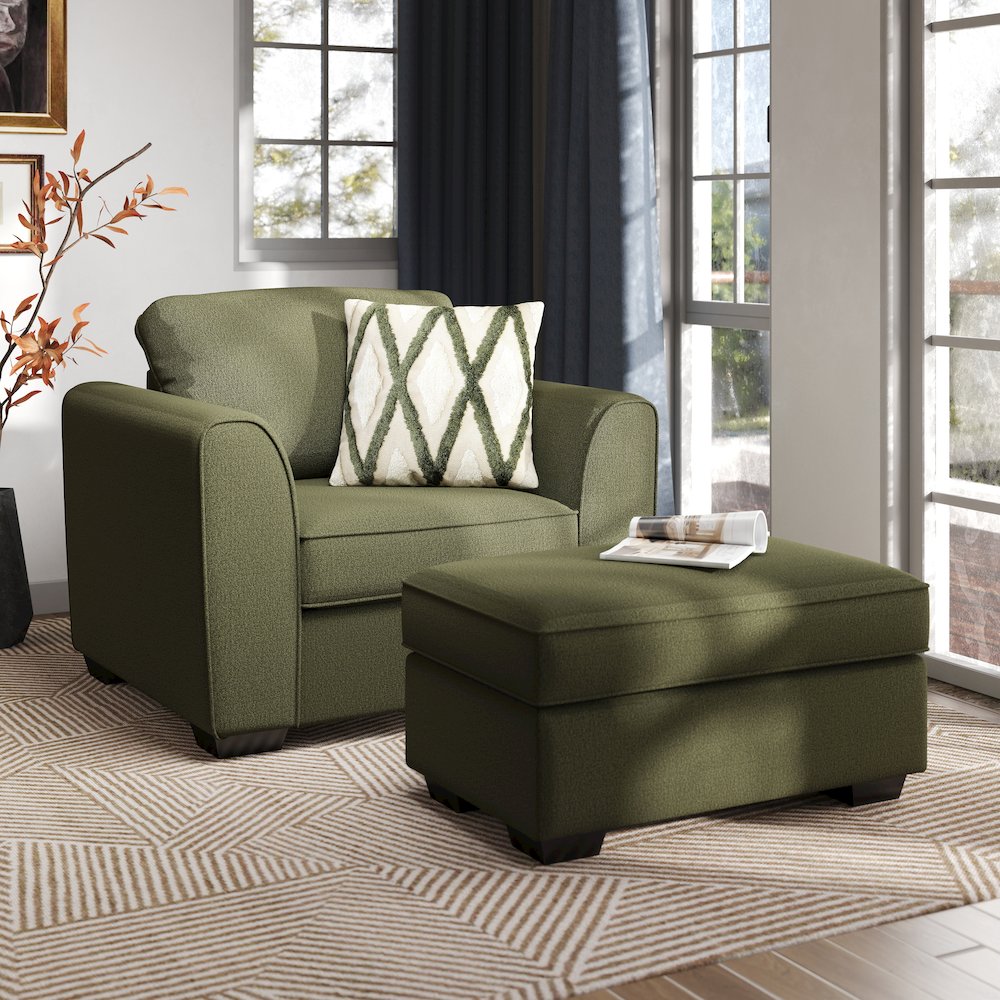 Marvella 2-PC Living Room Set, Arm Chair and Ottoman with Chenille Upholstery