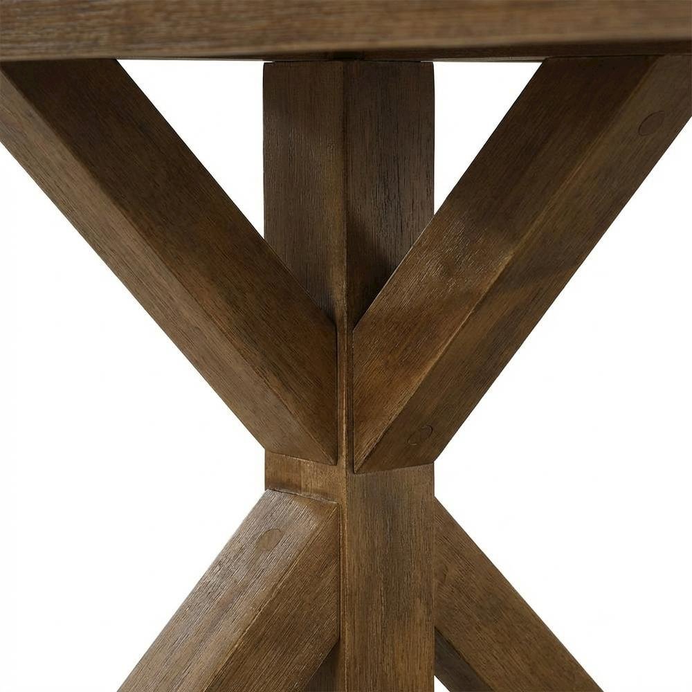Brushed Driftwood Trestle Dining Table, Farmhouse Style, Seats 6