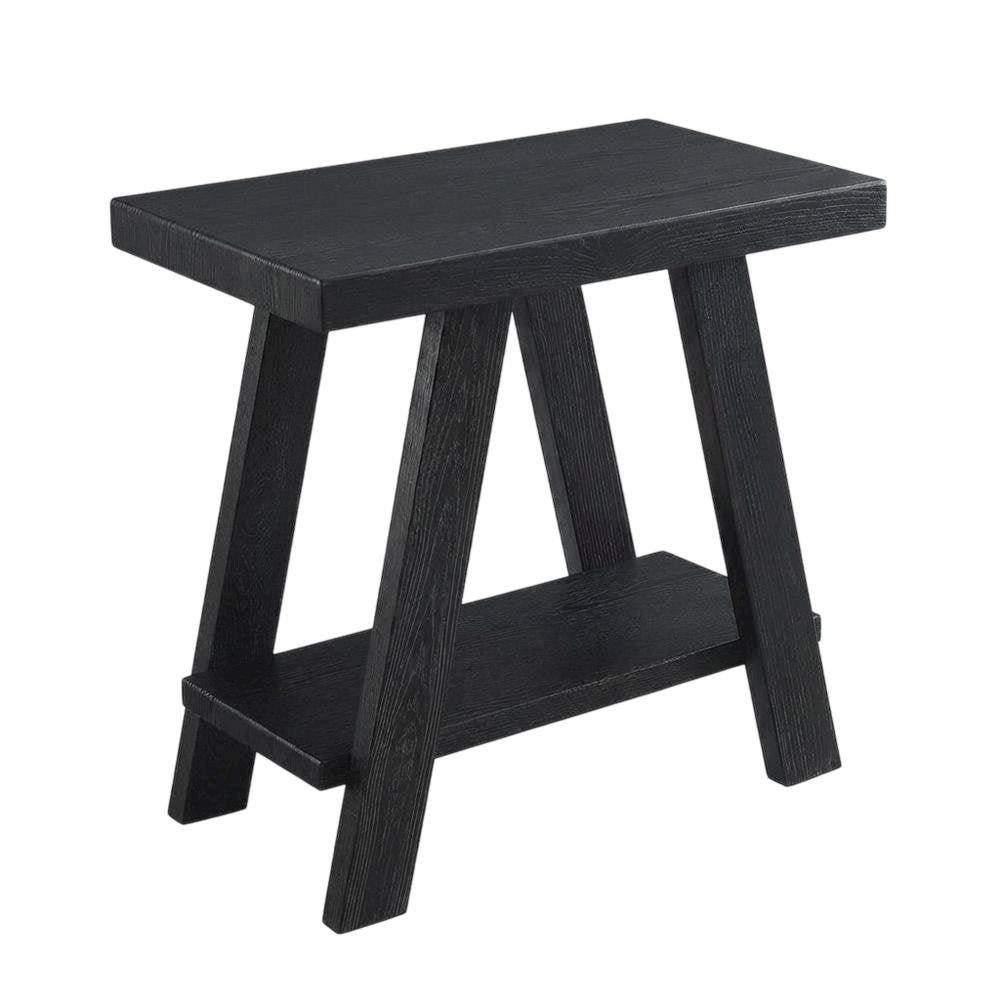 Black, Side Table, Open Shelf, Quality Build, Durable Wood Frame