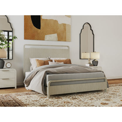 Tavari Wood Panel Bed, Light Gray Finish, Queen