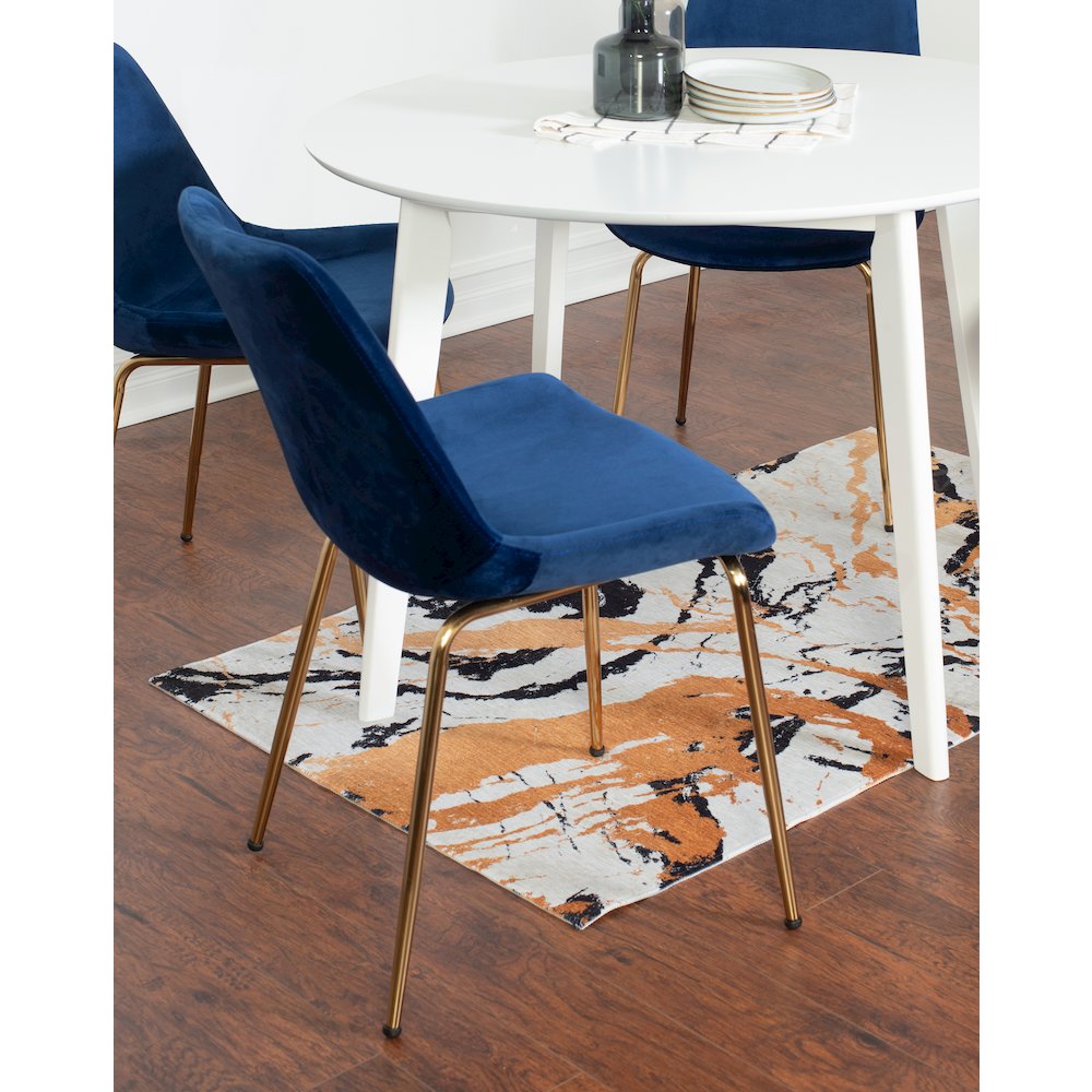 Aufurr 3-Pc Dining Set, White Round Dining Table with 2 Chairs, Blue