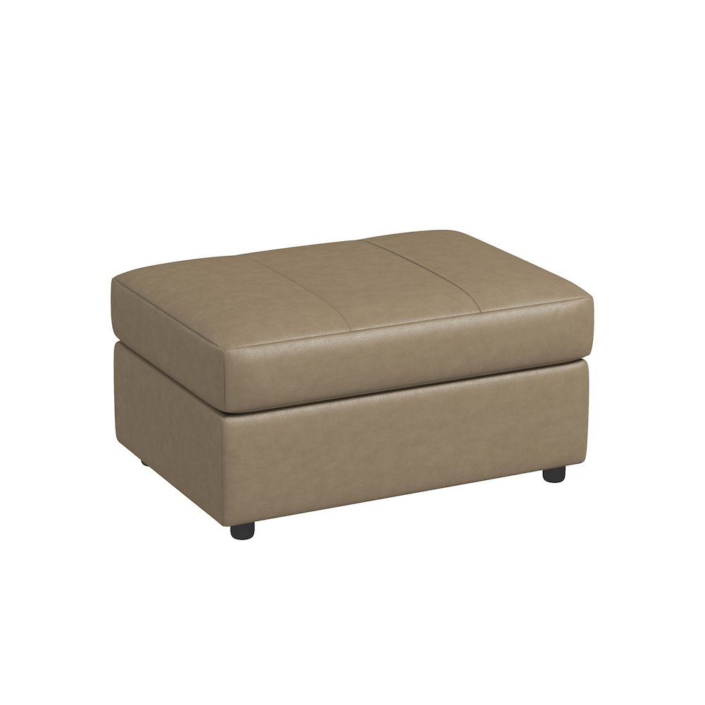 Sakan Leather Upholstered Ottoman, Beige