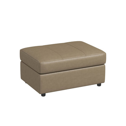 Sakan Leather Upholstered Ottoman, Beige