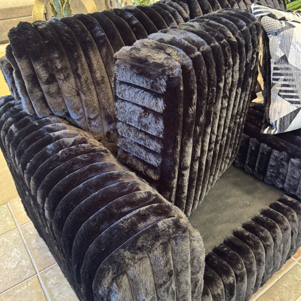 Nolan 2-Piece Living Room Set, Chair and Ottoman, Lush Black