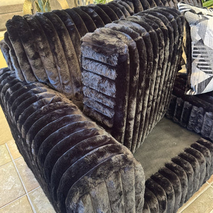 Nolan 2-Piece Living Room Set, Chair and Ottoman, Lush Black