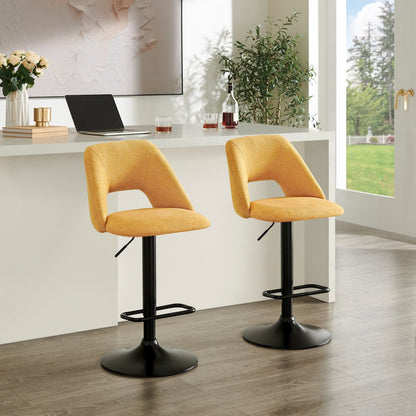 Nuvia Contemporary Adjustable Barstool with Upholstered Swivel Seats, Set of 2