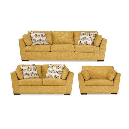 Clareen 3-Pc Living Room Set, Sofa, Loveseat and Cutler Chair, Sunflower