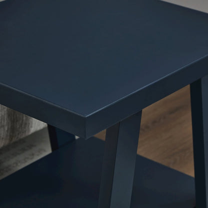 Athens Contemporary Wood Shelf End Table in Navy Blue