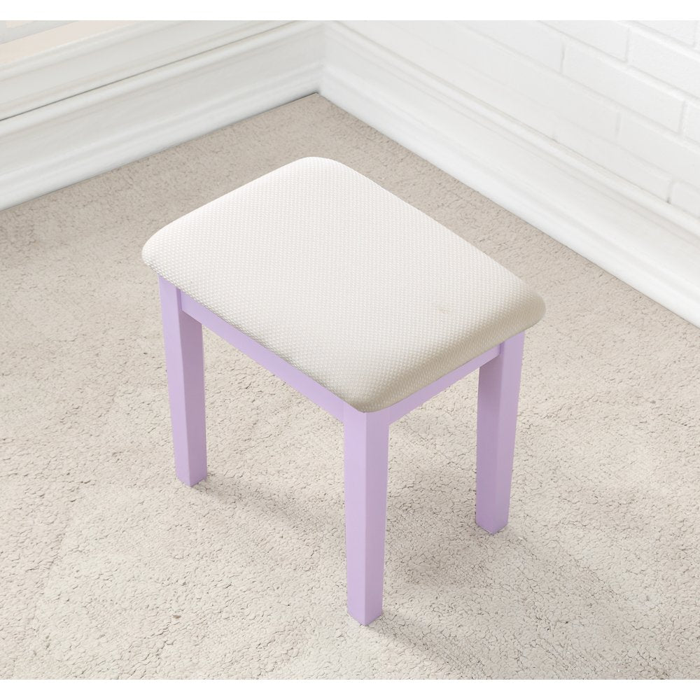 Moniys Wood Makeup Vanity Table and Stool Set, Purple
