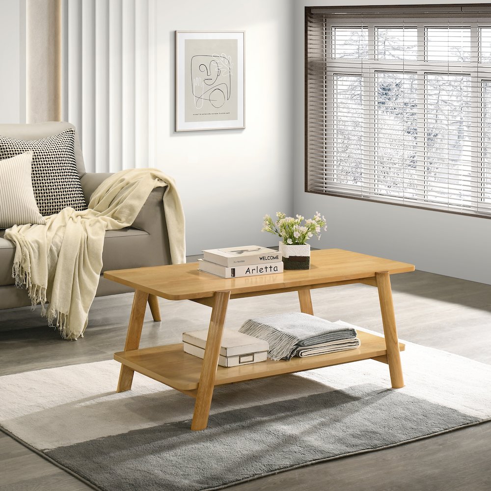 3-Piece Coffee Table Set, Coffee Table and Two End Tables, Natural Oak Finish