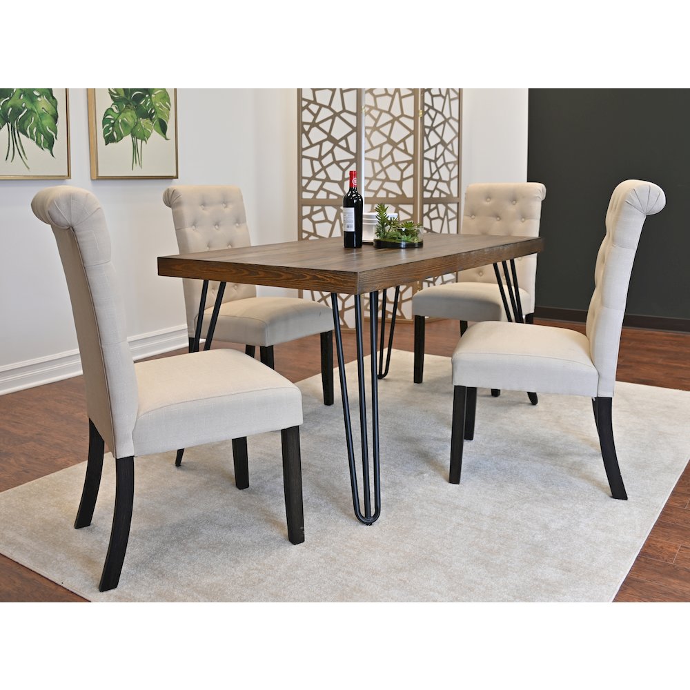 Ashford 6-Pc Dining Set, Hairpin Dining Table with 4 Chairs and Bench, Tan