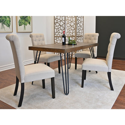 Ashford 6-Pc Dining Set, Hairpin Dining Table with 4 Chairs and Bench, Tan