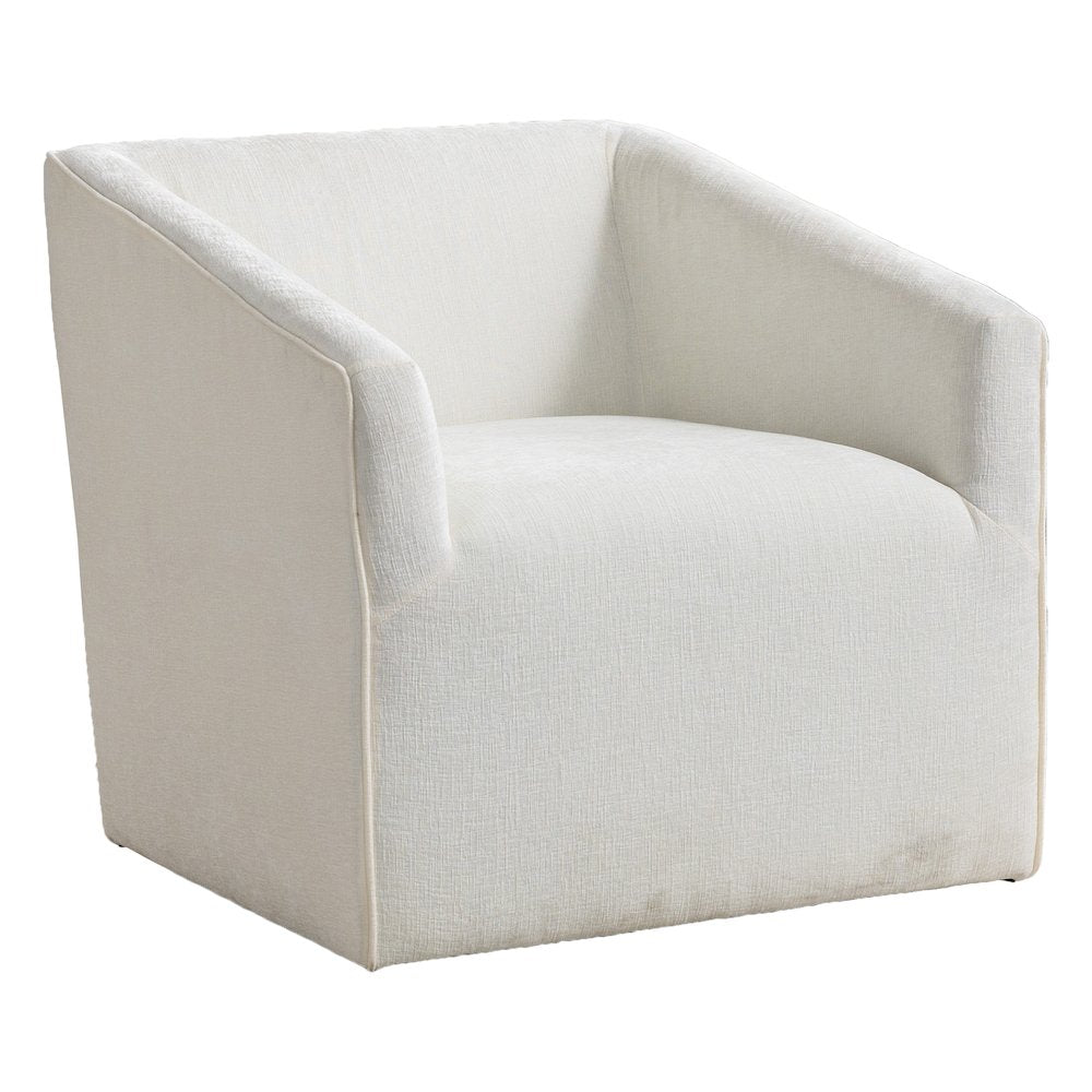Nice Modern Upholstered Barrel Armchair, 360 Degree Swivel, White