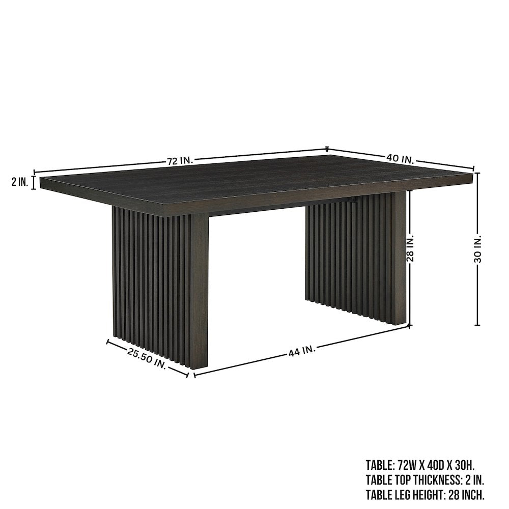 Madison Contemporary Dining Table, Slat-Fluted Base, Espresso