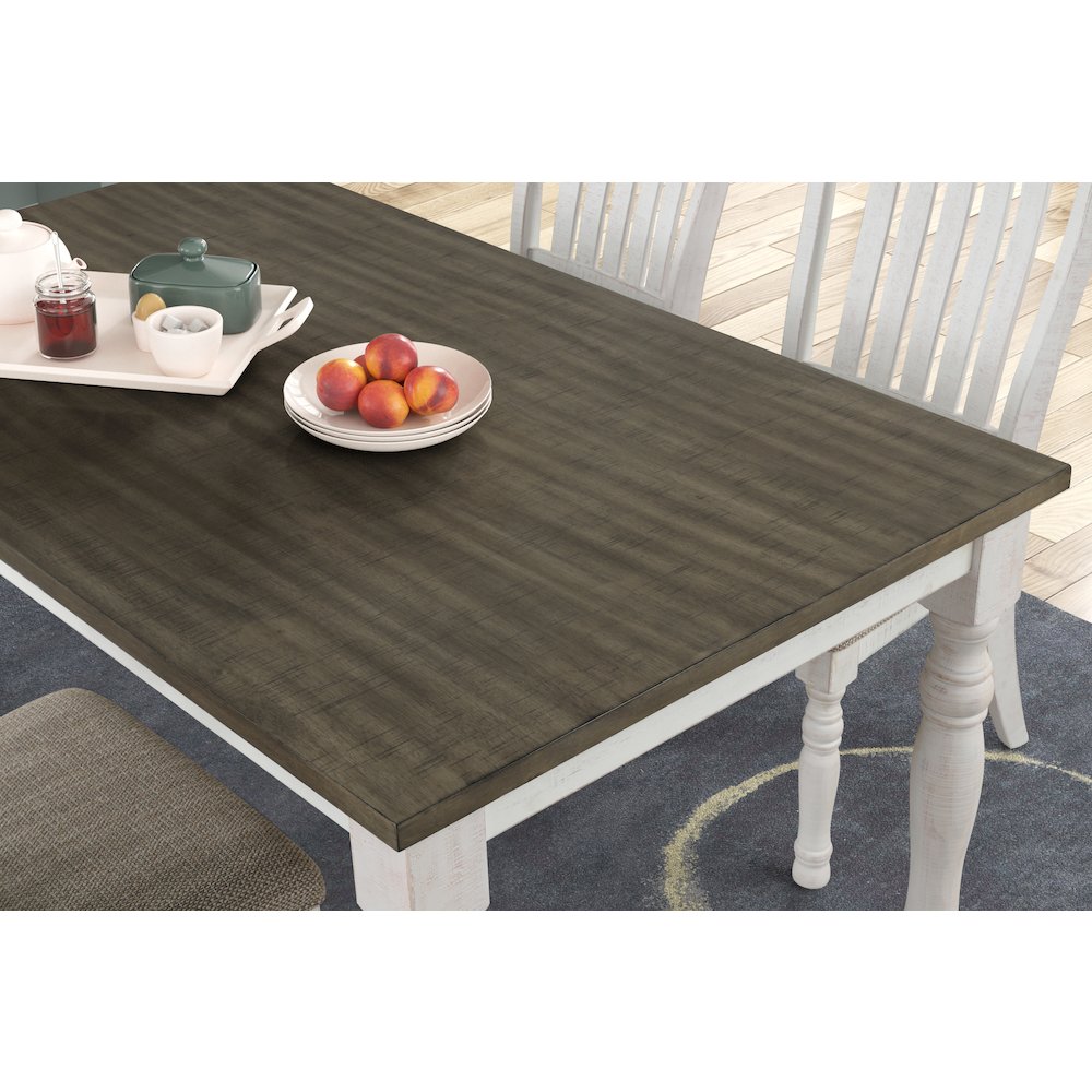 Ebret Farmhouse Two-tone Distressed Wood Dining Table, Brown and White
