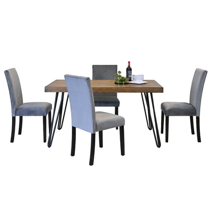 Ashzo 5-Pc Dining Set, Hairpin Dining Table with 4 Chairs, Gray