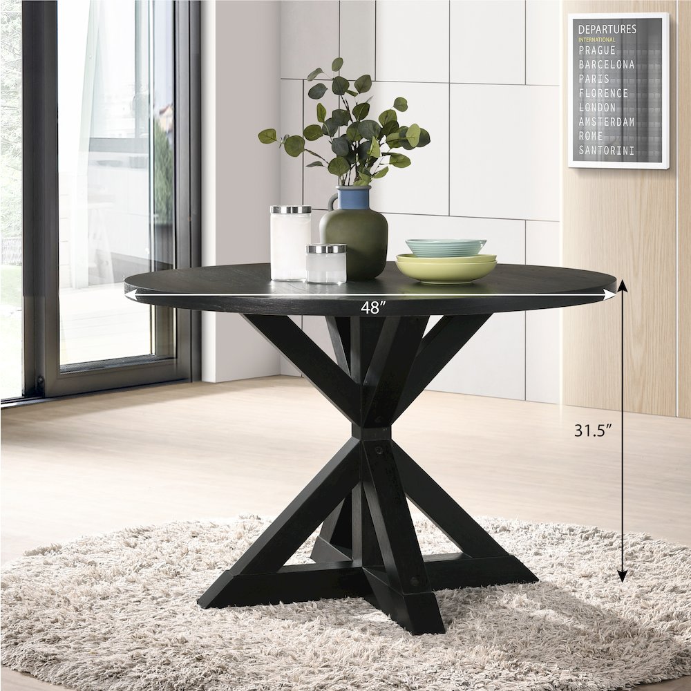 Nylander 5-Pc Dining Set, Cross-Buck Dining Table with 4 Stylish Chairs, Blue