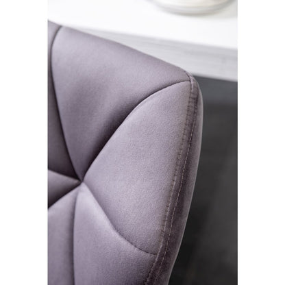 Breni Velvet Diamond Tufted Swivel Adjustable Height Barstool, Set of 2, Gray