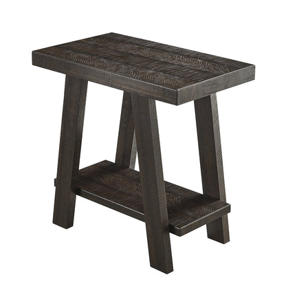 Ethens Contemporary Wood Shelf Side Table in Weathered Espresso