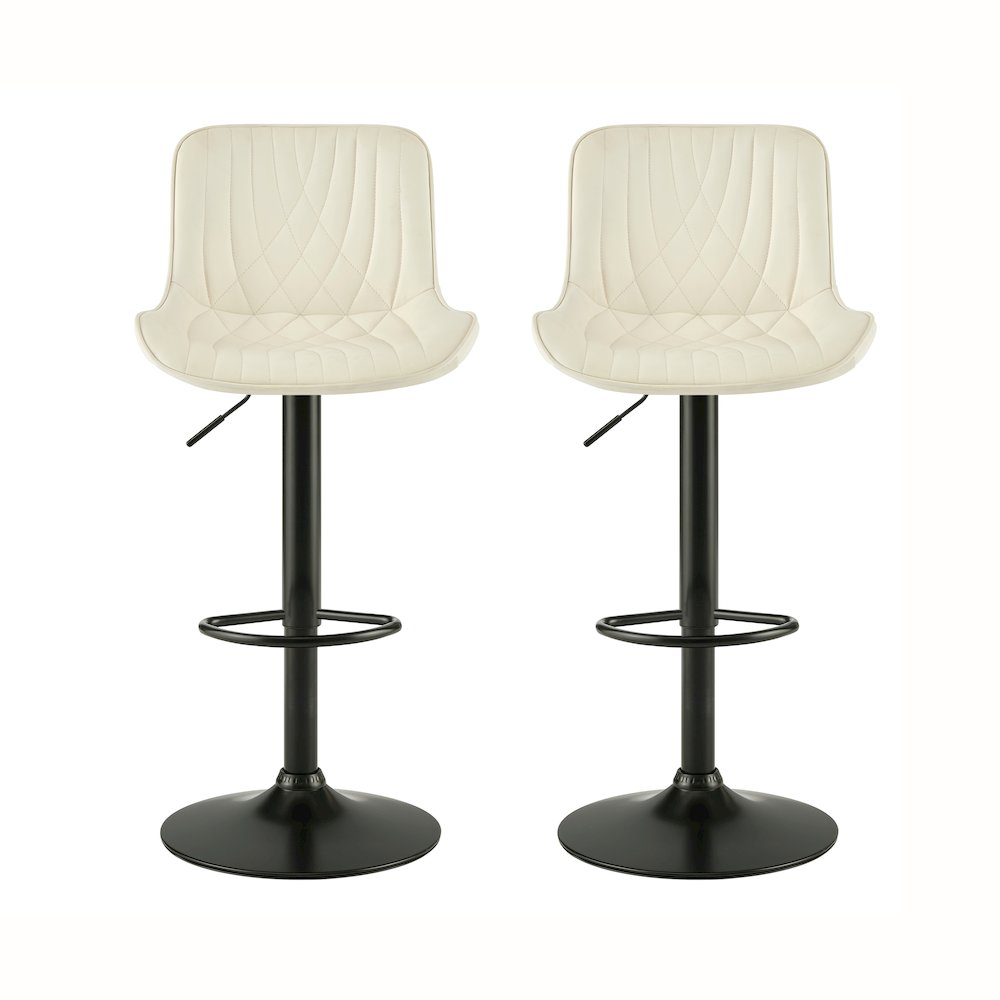 Kovyn Contemporary Adjustable Barstool with Faux Leather Swivel Seats, Set of 2