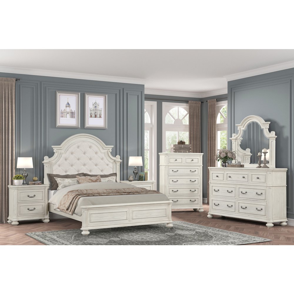 Nelson French Traditional 6-Piece Bedroom Set, Antique White, Queen
