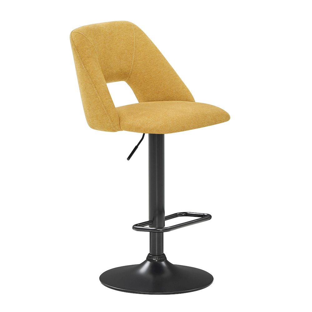 Nuvia Contemporary Adjustable Barstool with Upholstered Swivel Seats, Set of 2