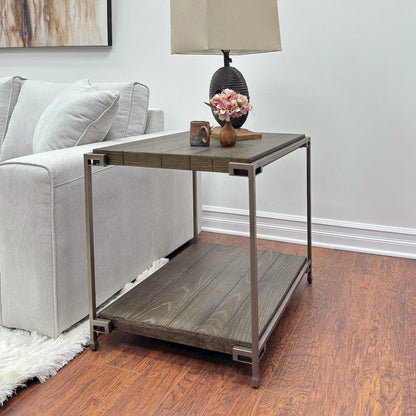 Corbeta 3Pc Wood Living Room Coffee Table and 2 End Tables Set, Aged Graphite