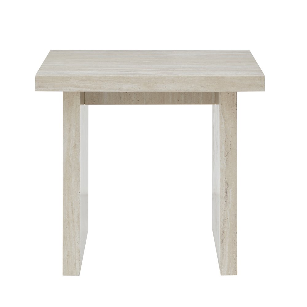 Cavira Modern Faux Marble Living Room End Table, Beige